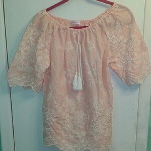Pink Lace Rayon Top - 100% Rayon